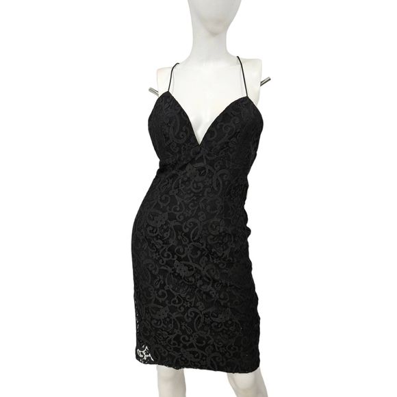 NWT Tobi Deep Plunge Black Dress Large - Picture 7 of 15